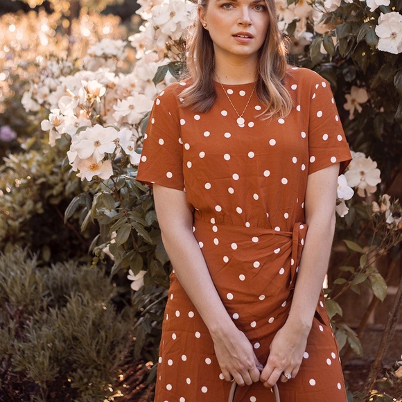 Like New Super Cute Rust Polka Dot Dress - Picture 4 of 4
